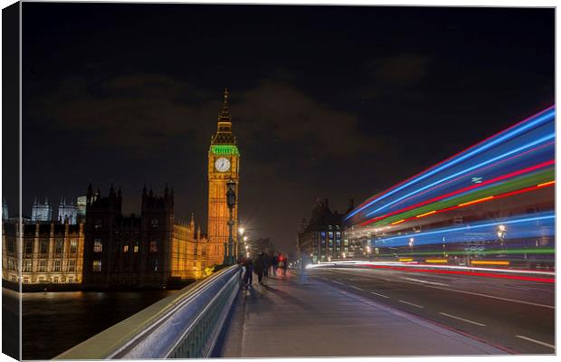  Light trails in London Canvas Print by Louise Wilden