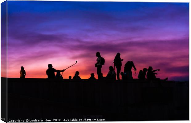 Silhouette's at sunset Canvas Print by Louise Wilden