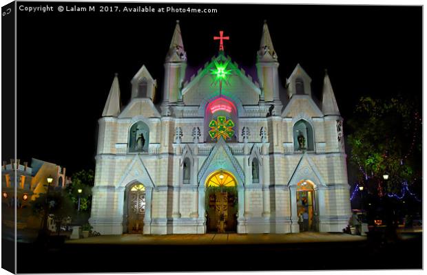 Saint Patrick's Cathedral of Pune on Christmas eve Canvas Print by Lalam M