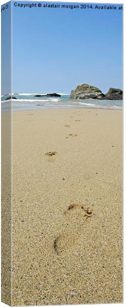  Footprints in the sand. Canvas Print by alastair morgan