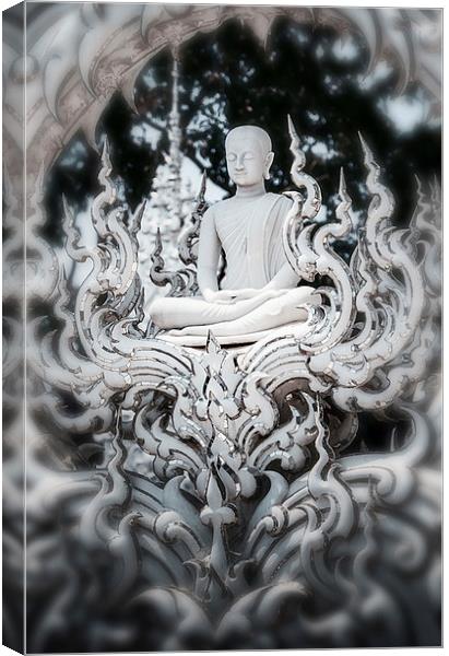  White Buddha  Canvas Print by Dave Rowlands