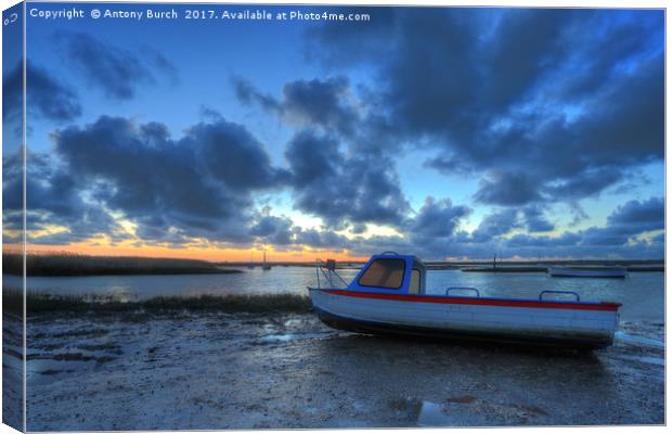 Brancaster Staithe Sunset Canvas Print by Antony Burch