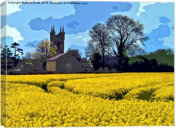  Rapeseed field. Retro poster effect. Canvas Print by james burke