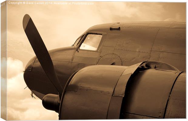  Mono picture of a Douglas DC-3 Aircraft Canvas Print by Dave Carroll