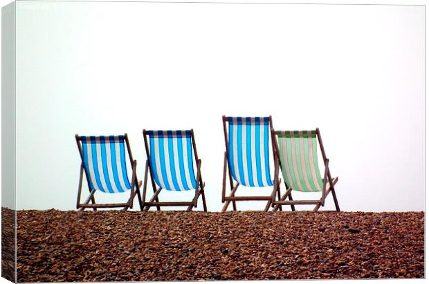  Deckchairs Canvas Print by Rachael Bufton