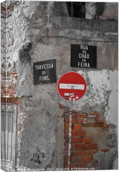 Street Signs in Lisbon Canvas Print by benny hawes