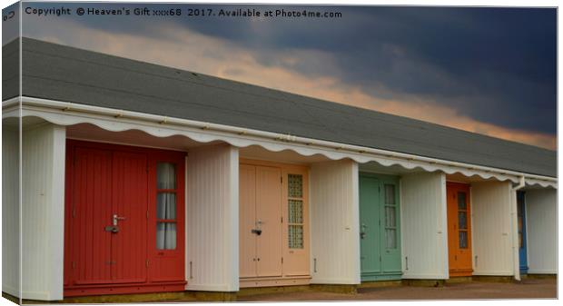 colourful row of beach Huts In  Bournemouth dorset Canvas Print by Heaven's Gift xxx68