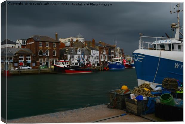 fishing boats  weymouth Old Harbour Dorset Uk  Canvas Print by Heaven's Gift xxx68