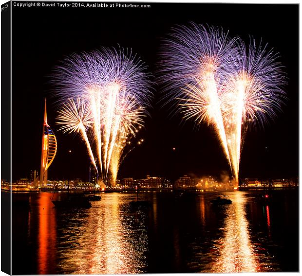  Spinnaker Tower Fireworks 1 Canvas Print by David Taylor