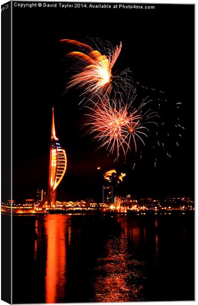  Spinnaker Tower Fireworks 12 Canvas Print by David Taylor