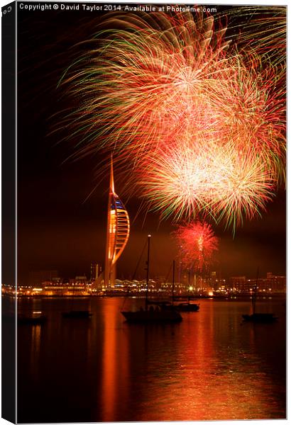  Spinnaker Tower Fireworks 14 Canvas Print by David Taylor