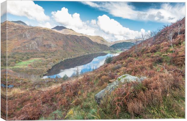 Above Dinas lake Canvas Print by Jonathon barnett