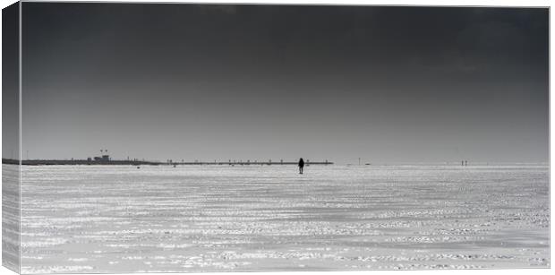 a walk on the beach West Kirby Canvas Print by Jonathon barnett