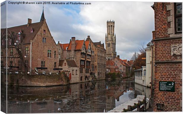  Frozen Bruges Canvas Print by Sharon Cain