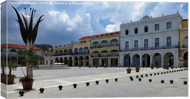  Plaza Vieja, (Old Square), Havana, Cuba Canvas Print by Louise Lord