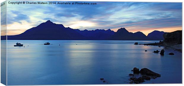  Sunset over the Cuillin Mountains Canvas Print by Charles Watson