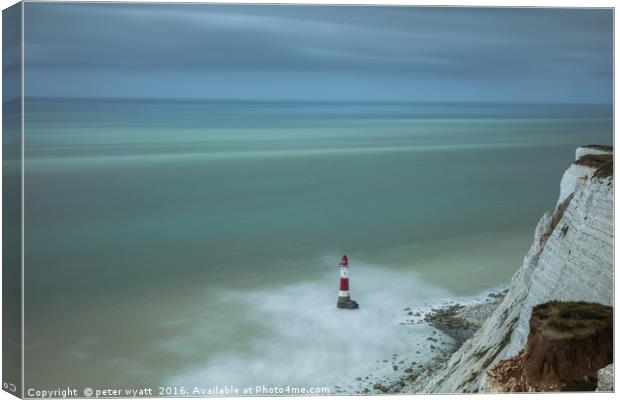 Lighthouse and Chalk Cliffs Canvas Print by peter wyatt
