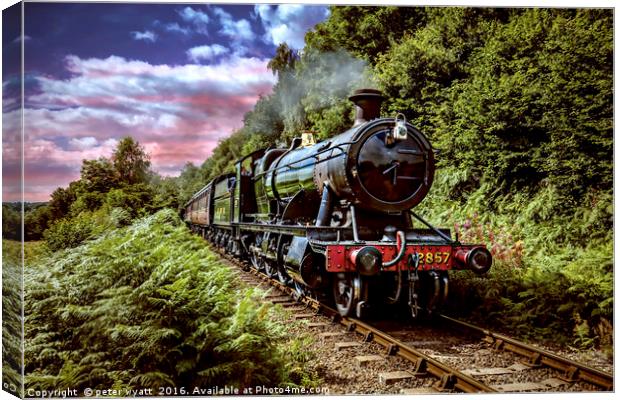 Steam train in the valley Canvas Print by peter wyatt