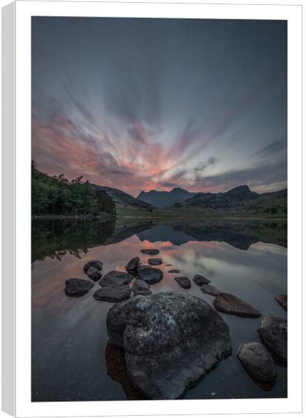 Langdale Pikes from Blea Tarn Canvas Print by Adrian McCabe