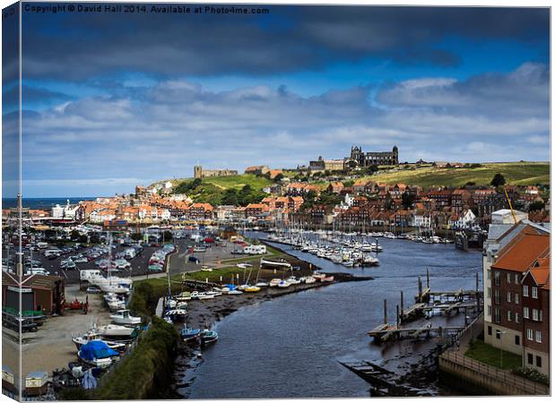  Whitby Harbour and Abbey. Canvas Print by David Hall