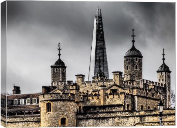 The Shard over the Tower of London. Canvas Print by David Hall