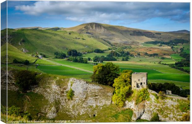 Peveril Castle Canvas Print by Rick Bowden