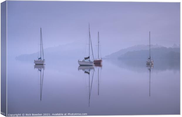 Still Boats on lake Windermere Canvas Print by Rick Bowden