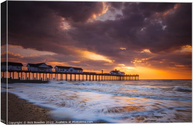 The Stormy Southwold Pier Canvas Print by Rick Bowden
