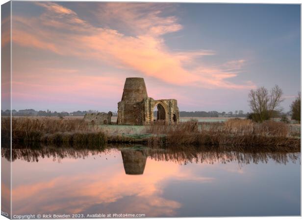 Reflections of St Benet's Abbey Canvas Print by Rick Bowden