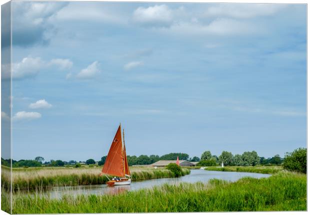Tranquil Sailing on Thurne River Canvas Print by Rick Bowden