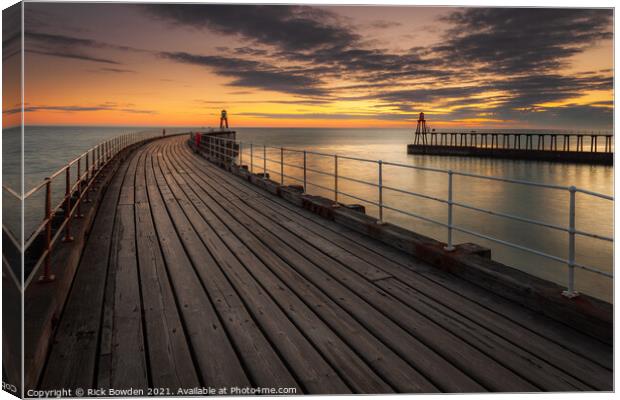 Whitby Pier North Yorkshire Canvas Print by Rick Bowden