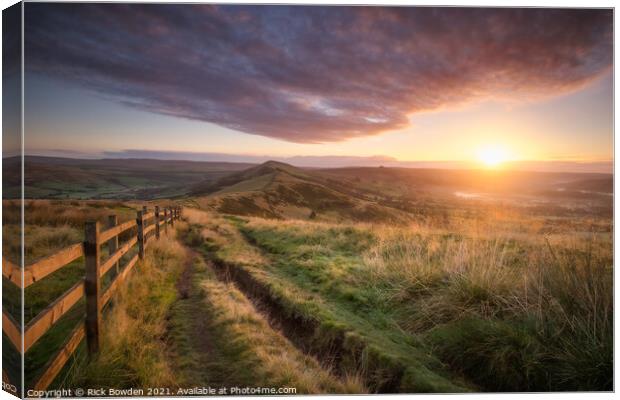 Majestic Sunrise over Mam Tor Canvas Print by Rick Bowden