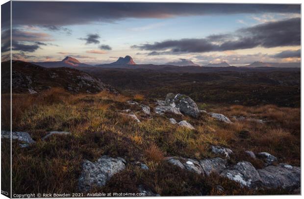 Mountains of Assynt Scotland Canvas Print by Rick Bowden