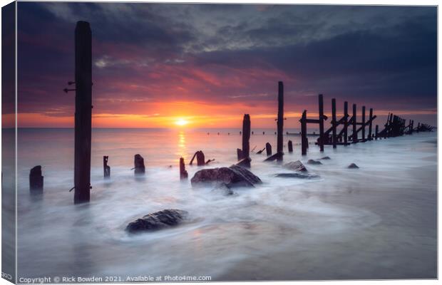 Majestic Sunrise over the Norfolk Coast Canvas Print by Rick Bowden