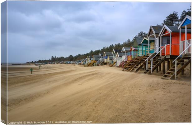 Rustic Charm of Wells Beach Huts Canvas Print by Rick Bowden