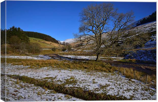 The Brecon Beacons during winter  Canvas Print by Jonathan Evans