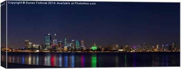 Perth skyline at night  Canvas Print by Darren Foltinek