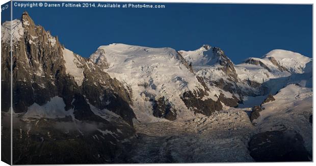 Mont Blanc Massif, Chamonix, France Canvas Print by Darren Foltinek