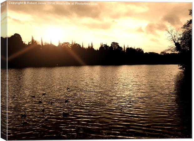  Lymm Dam in the winter sun Canvas Print by Robert Jones