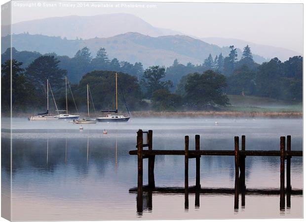Misty morning at Ambleside Canvas Print by Susan Tinsley
