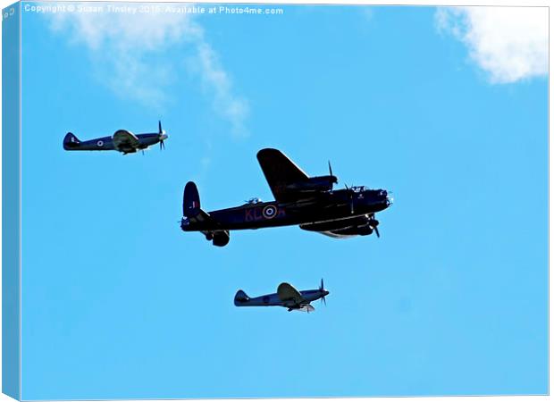 Lancaster bomber and escorts Canvas Print by Susan Tinsley