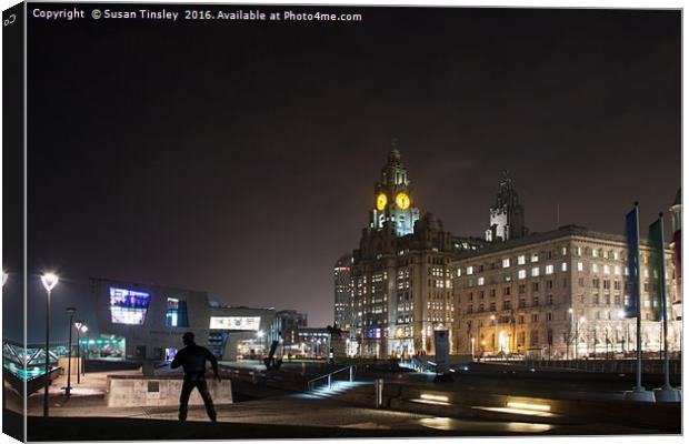 Liver building at night Canvas Print by Susan Tinsley