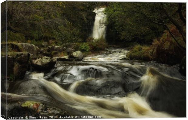 Waterfall at Blaen Y Glyn Brecon Beacons  Canvas Print by Simon Rees