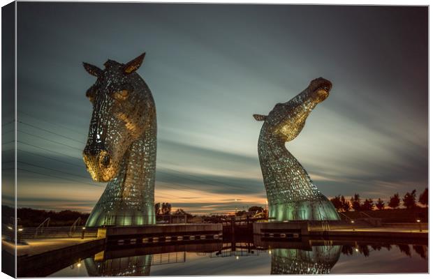 The Kelpies at Dusk Canvas Print by Alan Sinclair