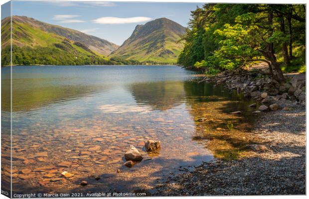 Buttermere in the sun Canvas Print by Marcia Reay