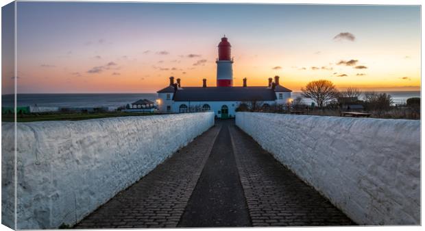Souter Lighthouse sunrise Canvas Print by Marcia Reay