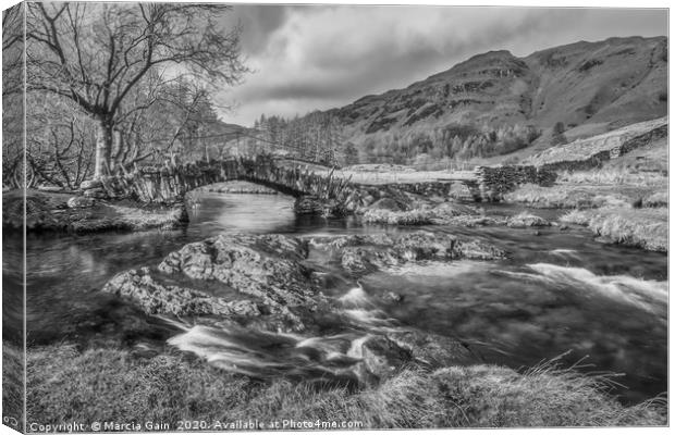 Slaters Bridge in the Lake District Canvas Print by Marcia Reay