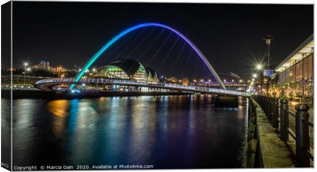 Millennium Bridge at night Canvas Print by Marcia Reay