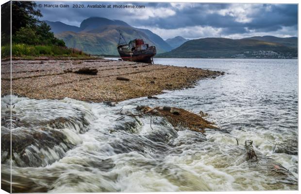 Corpach Shipwreck Canvas Print by Marcia Reay