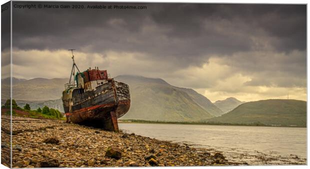 Corpach Wreck Canvas Print by Marcia Reay